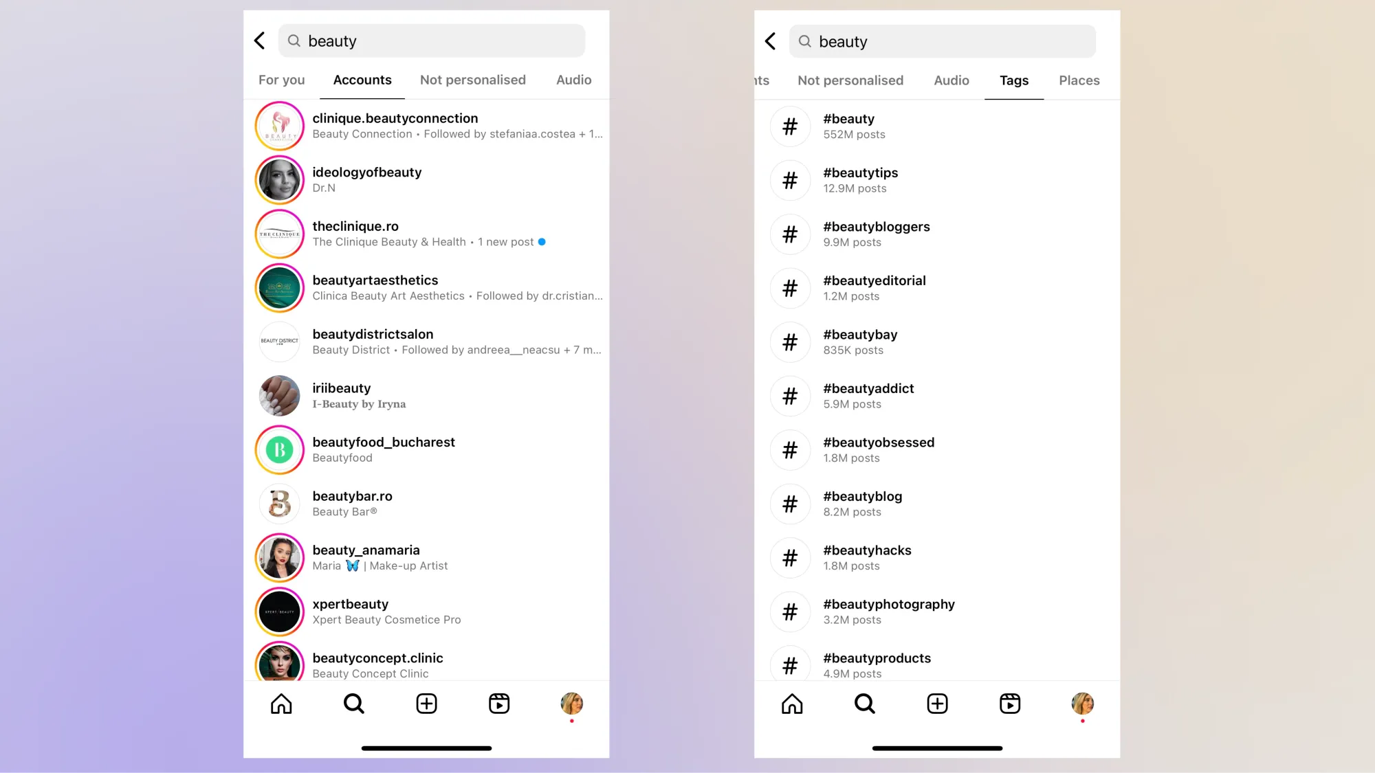 rank in Instagram search results