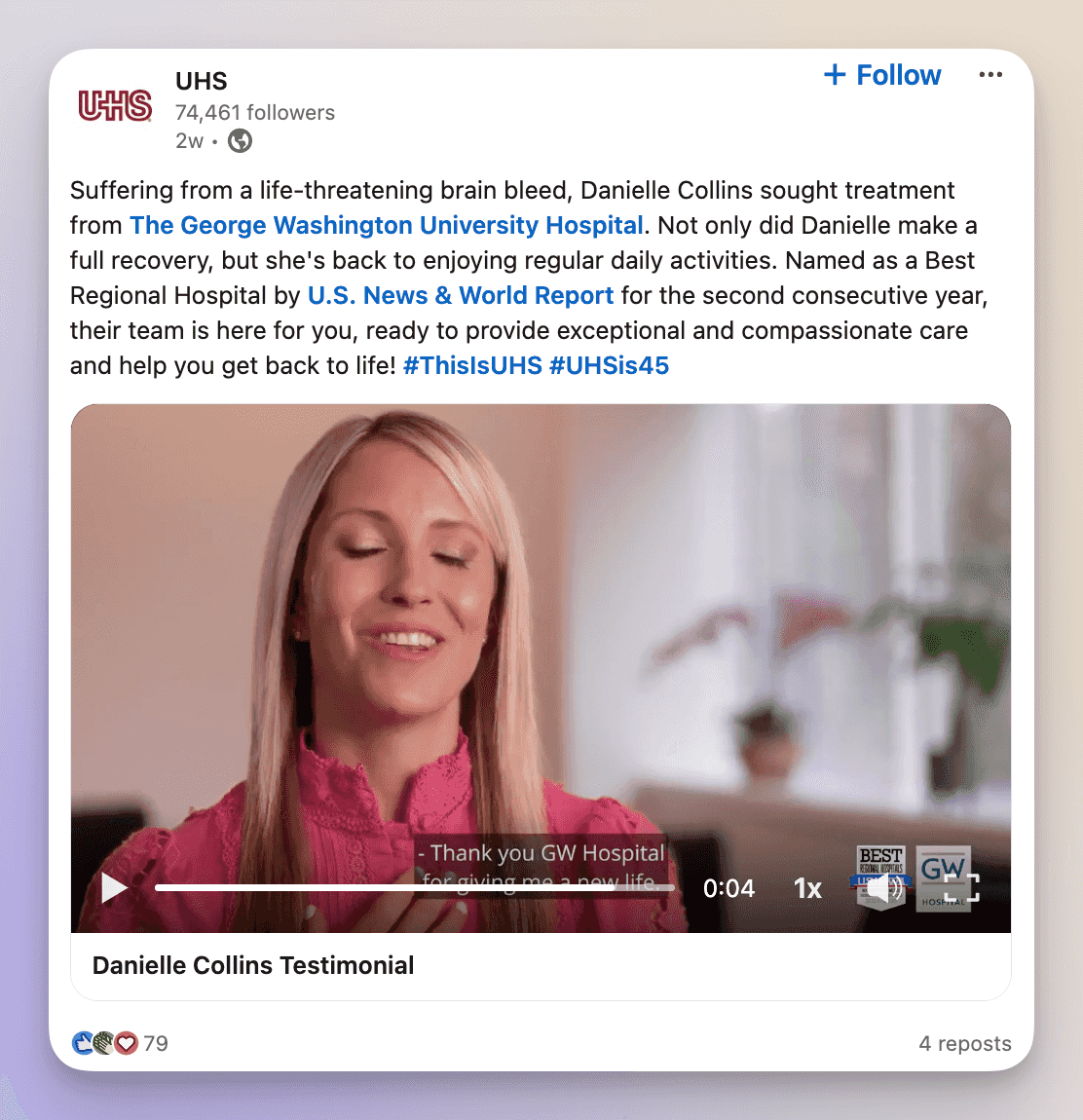 customer testimonial linkedin post