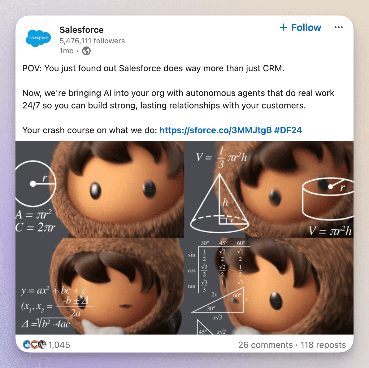 salesforce linkedin post as a zero click content example