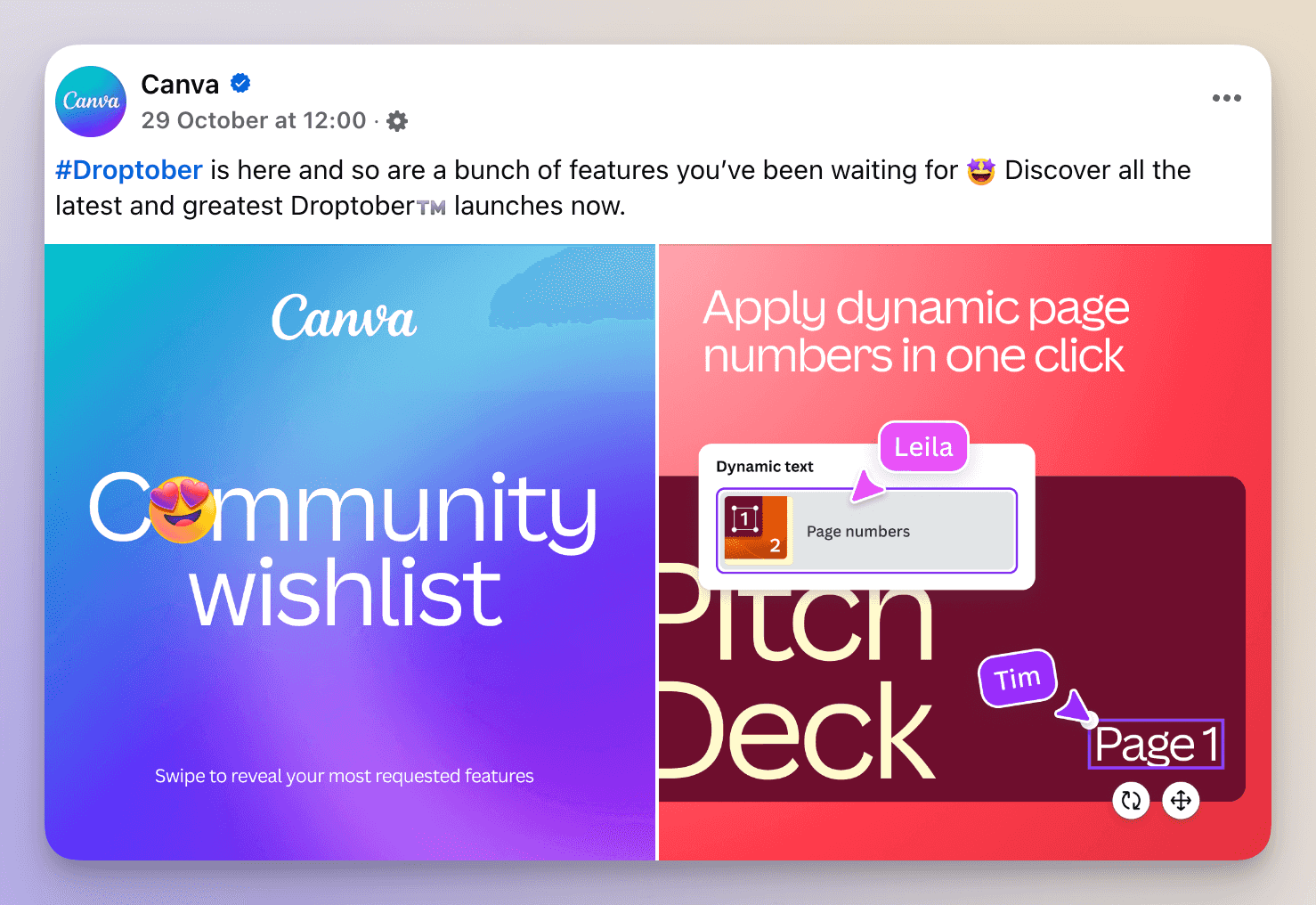 canva product update facebook post