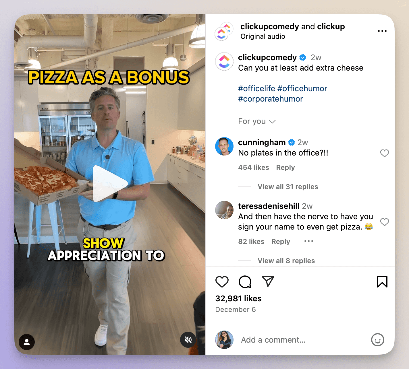 clickup instagram reel