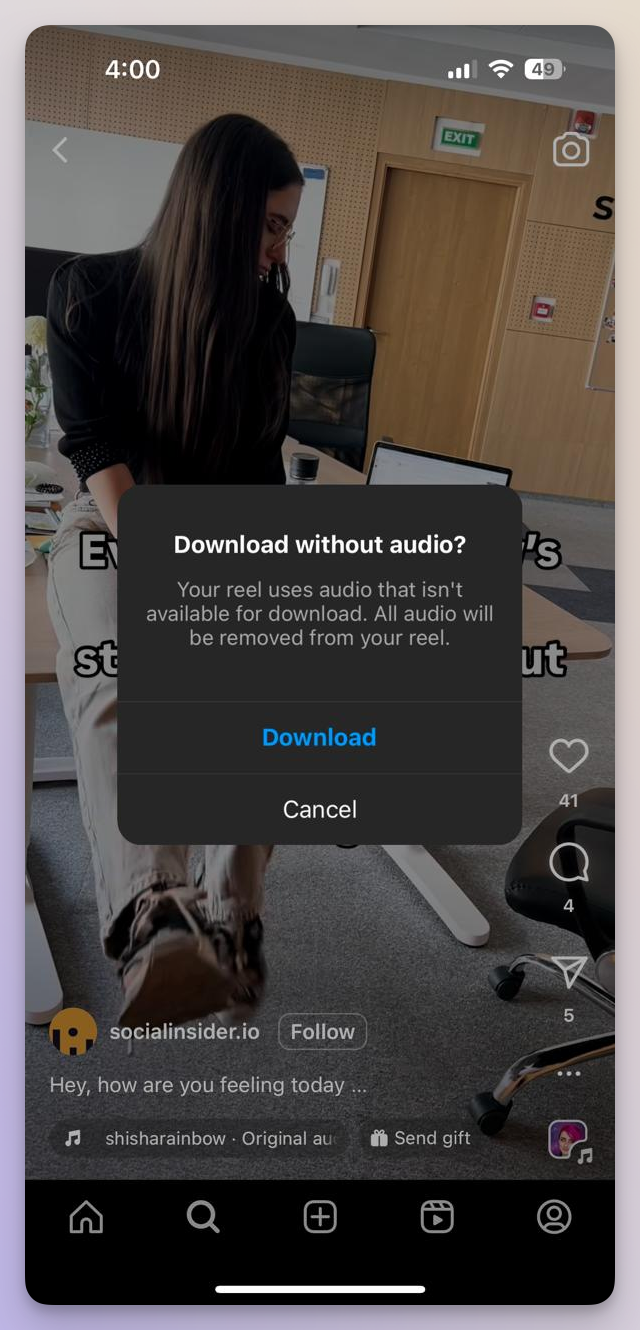 downloading reels process