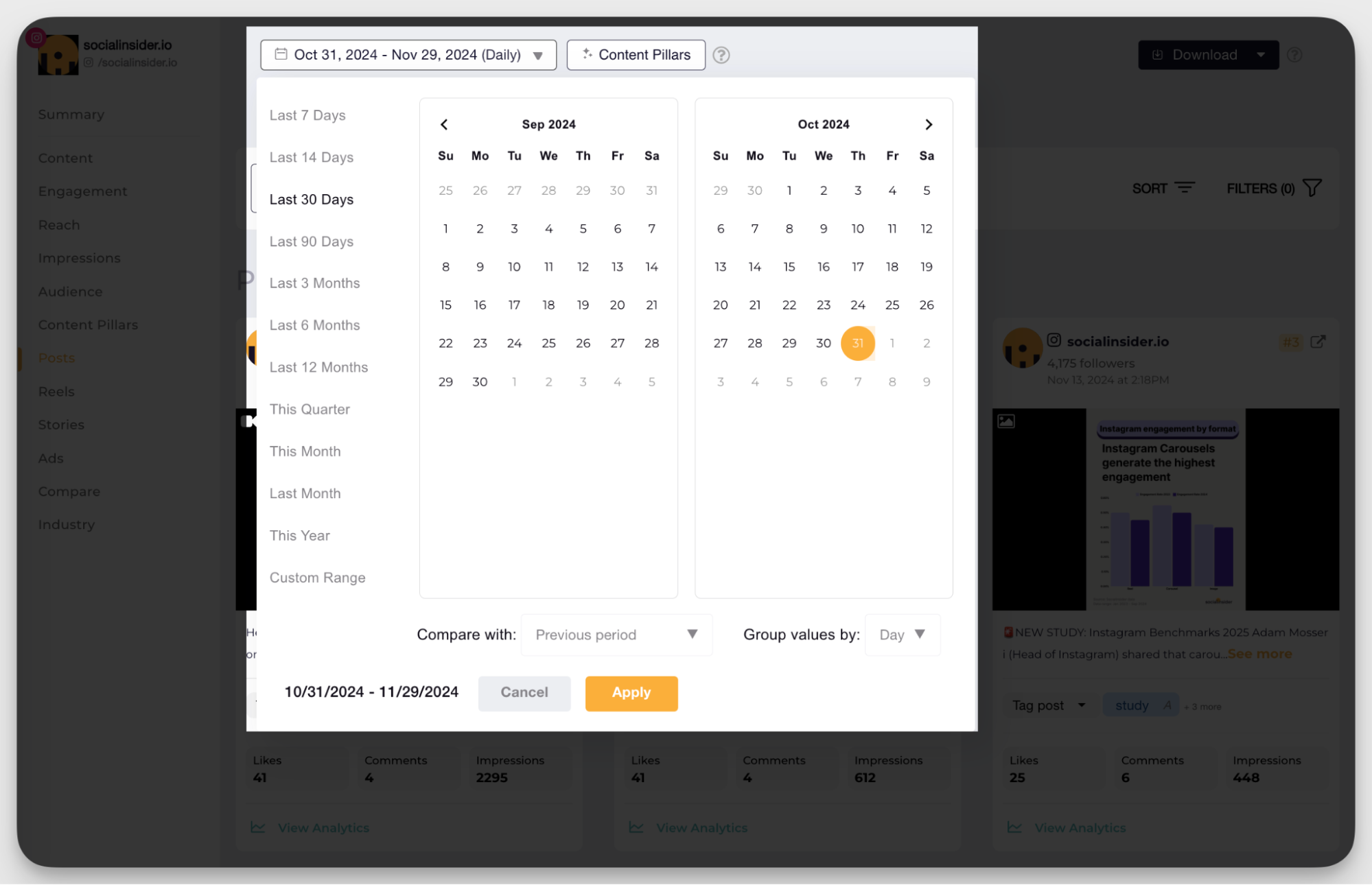 socialinsider dashboard
