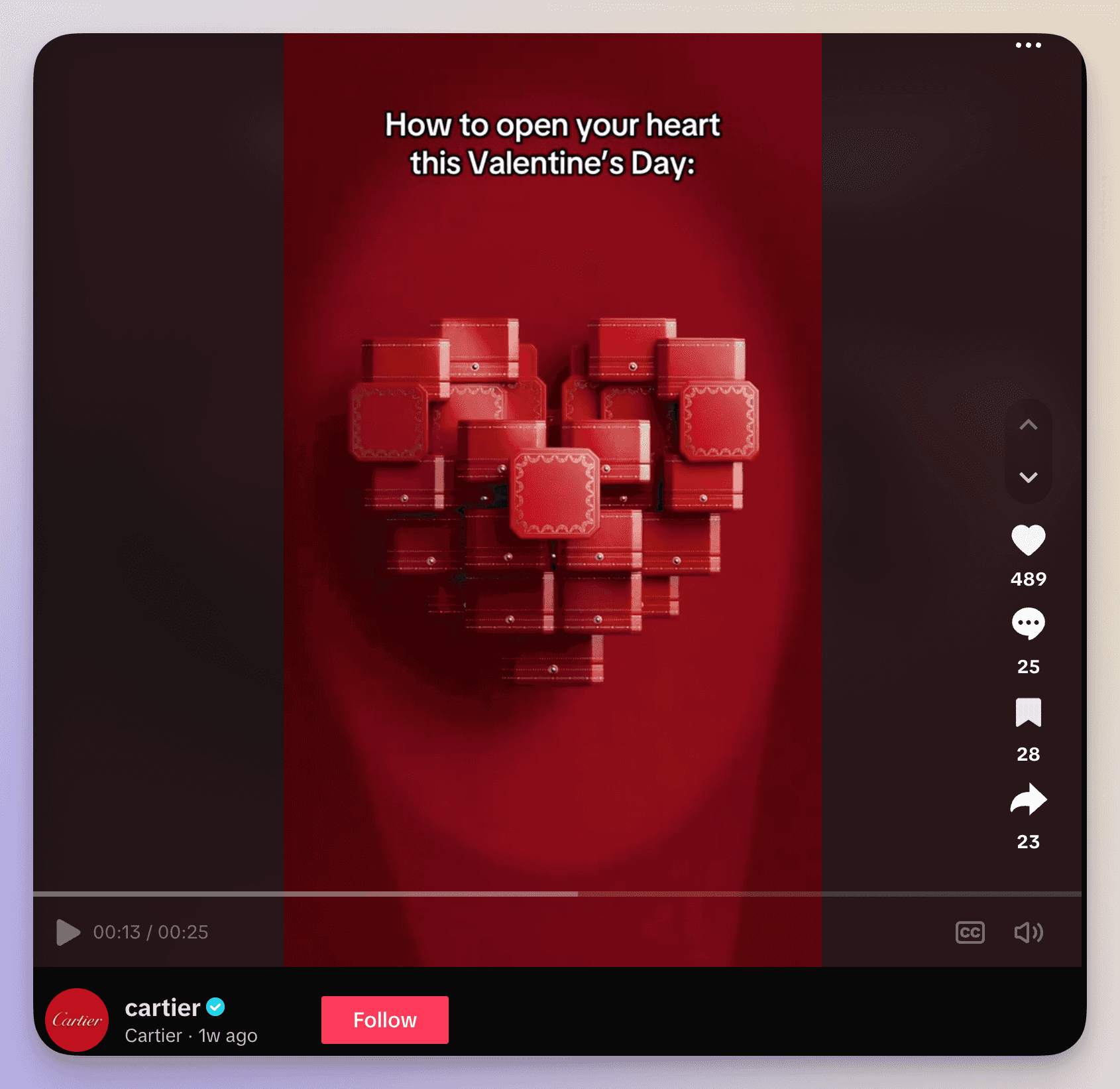 cartier valentine's day social media post