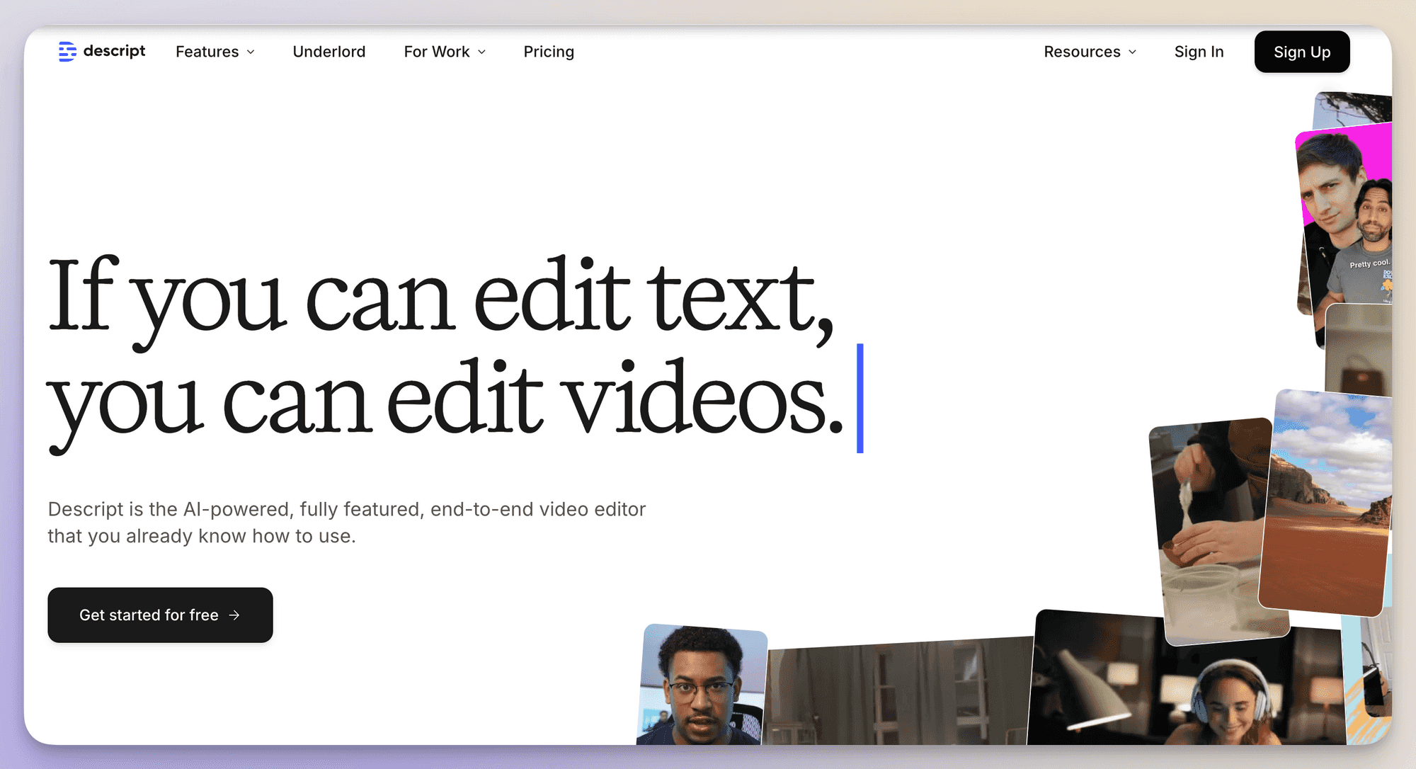 descript social media video tool