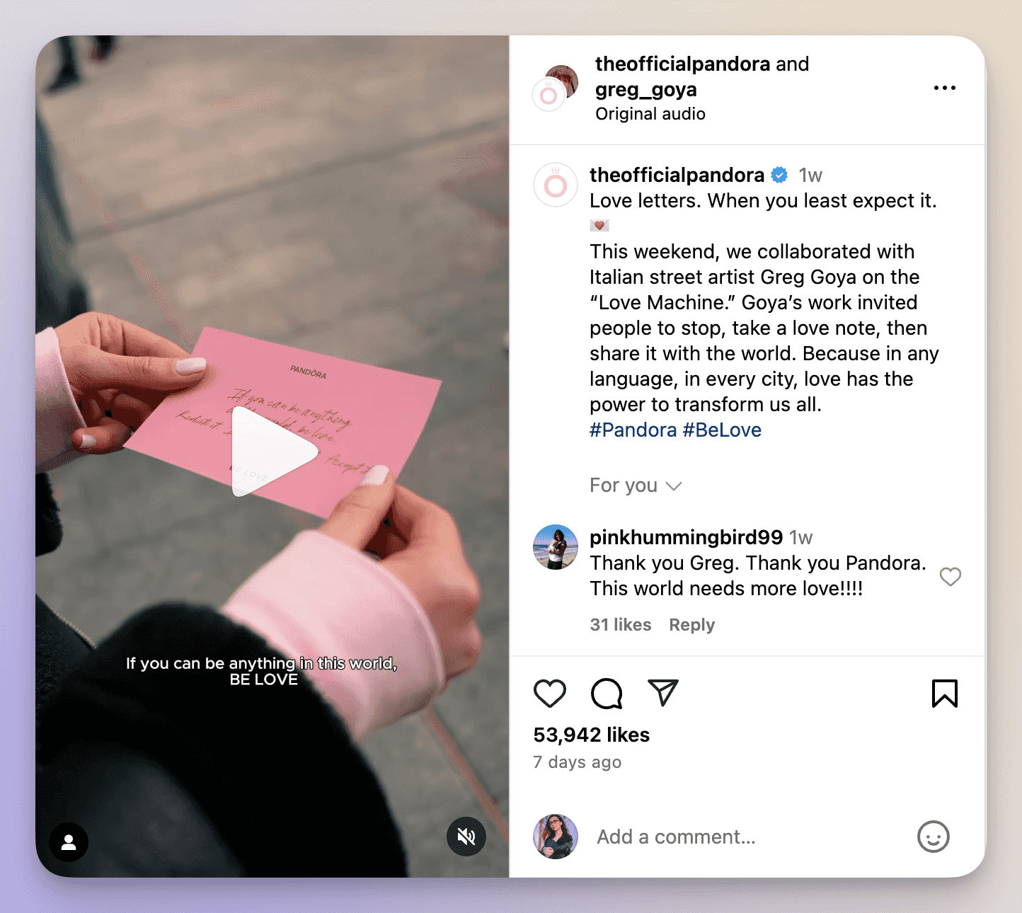 pandora be love campaign activation