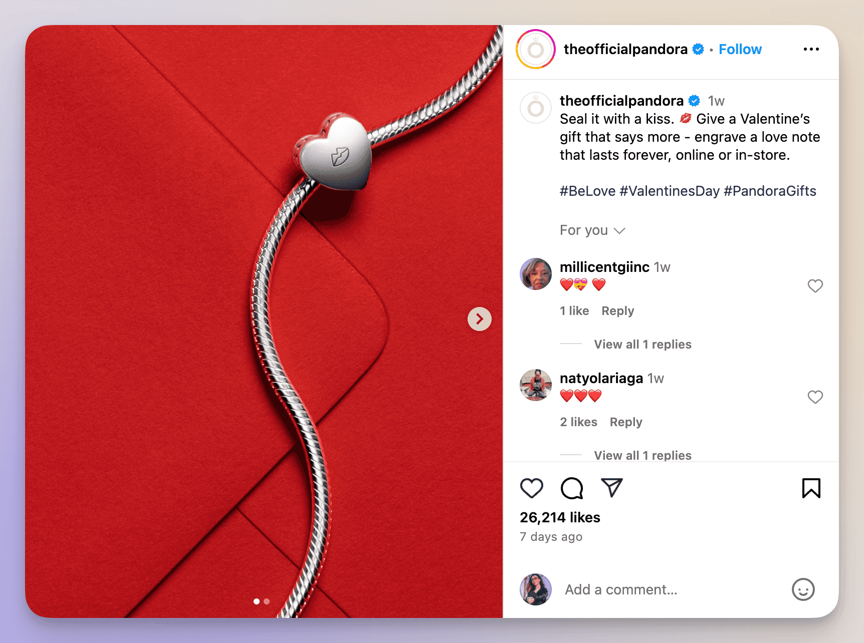 pandora valentine's day social campaign