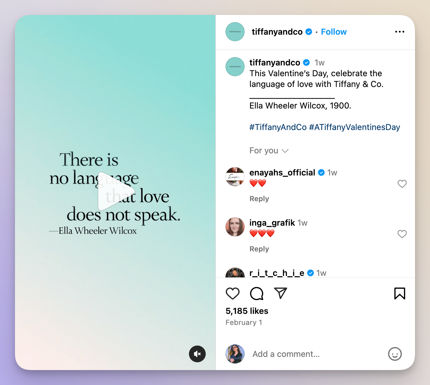 tiffany & co valentine's day social campaign