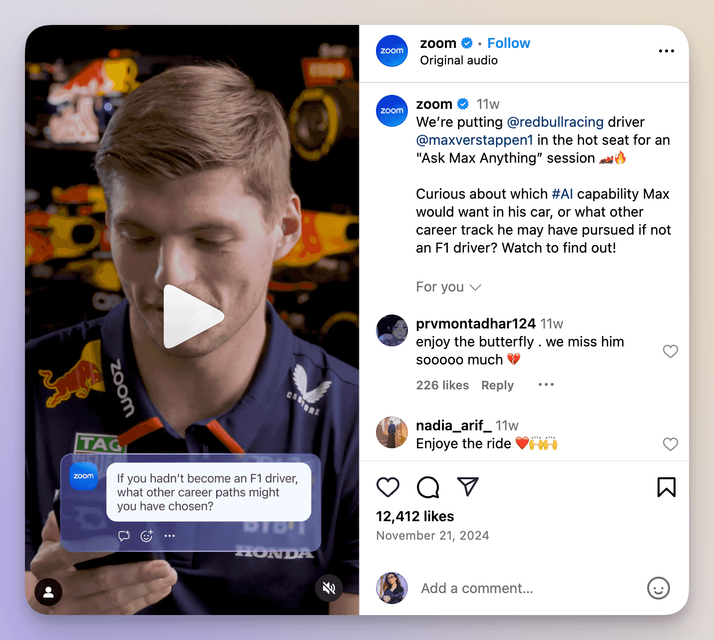 zoom instagram reel example