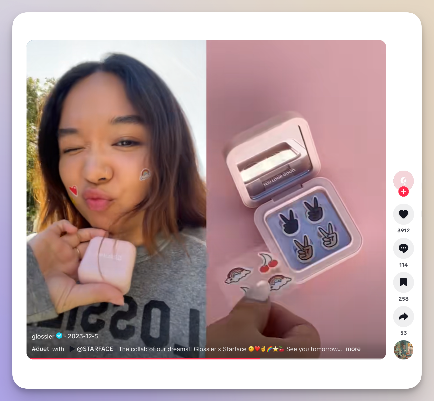 glossier tiktok duet example