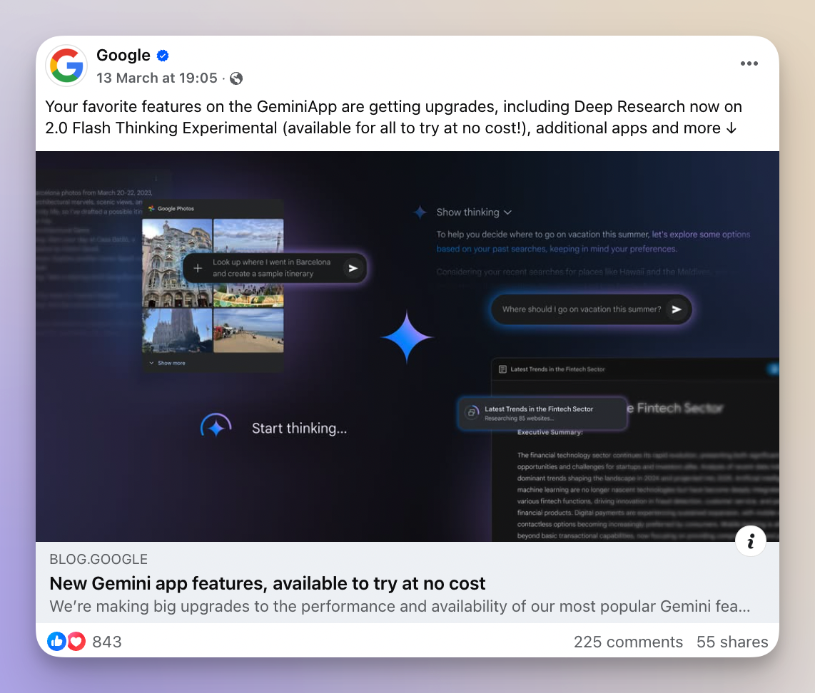 google facebook post