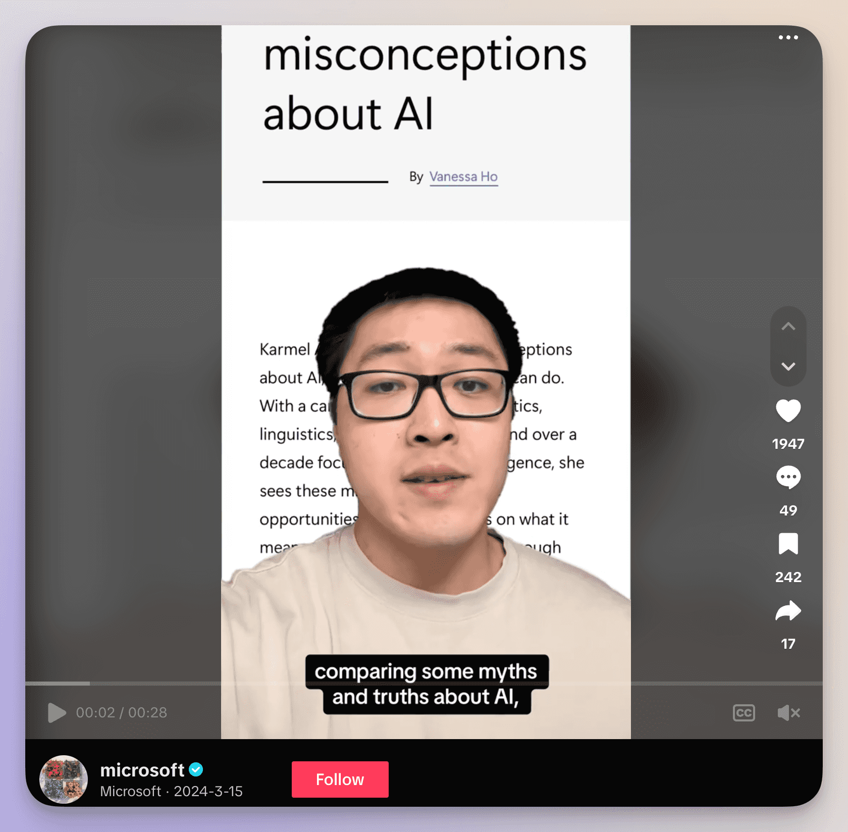 microsoft myth busting tiktok post