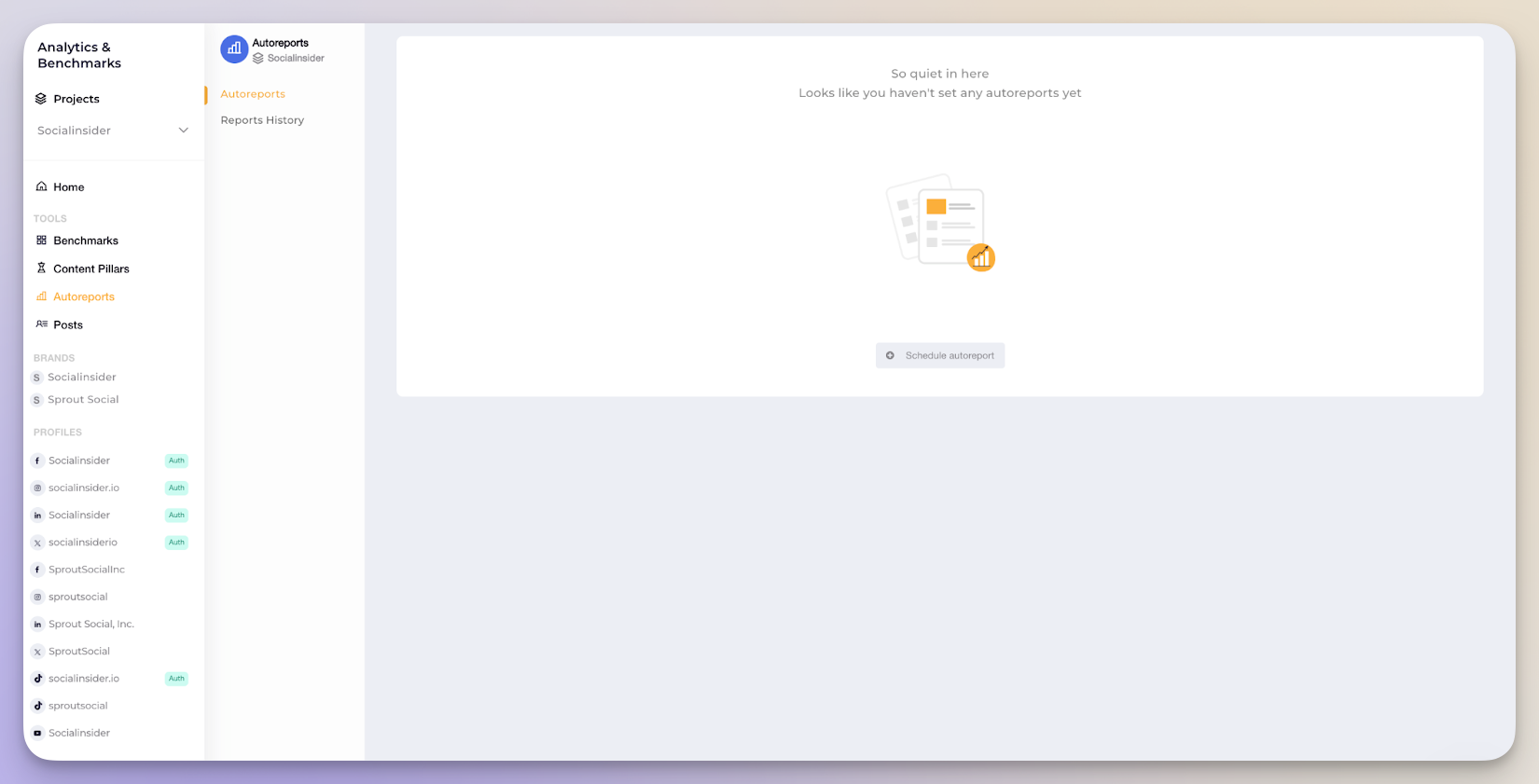 socialinsider autoreports feature