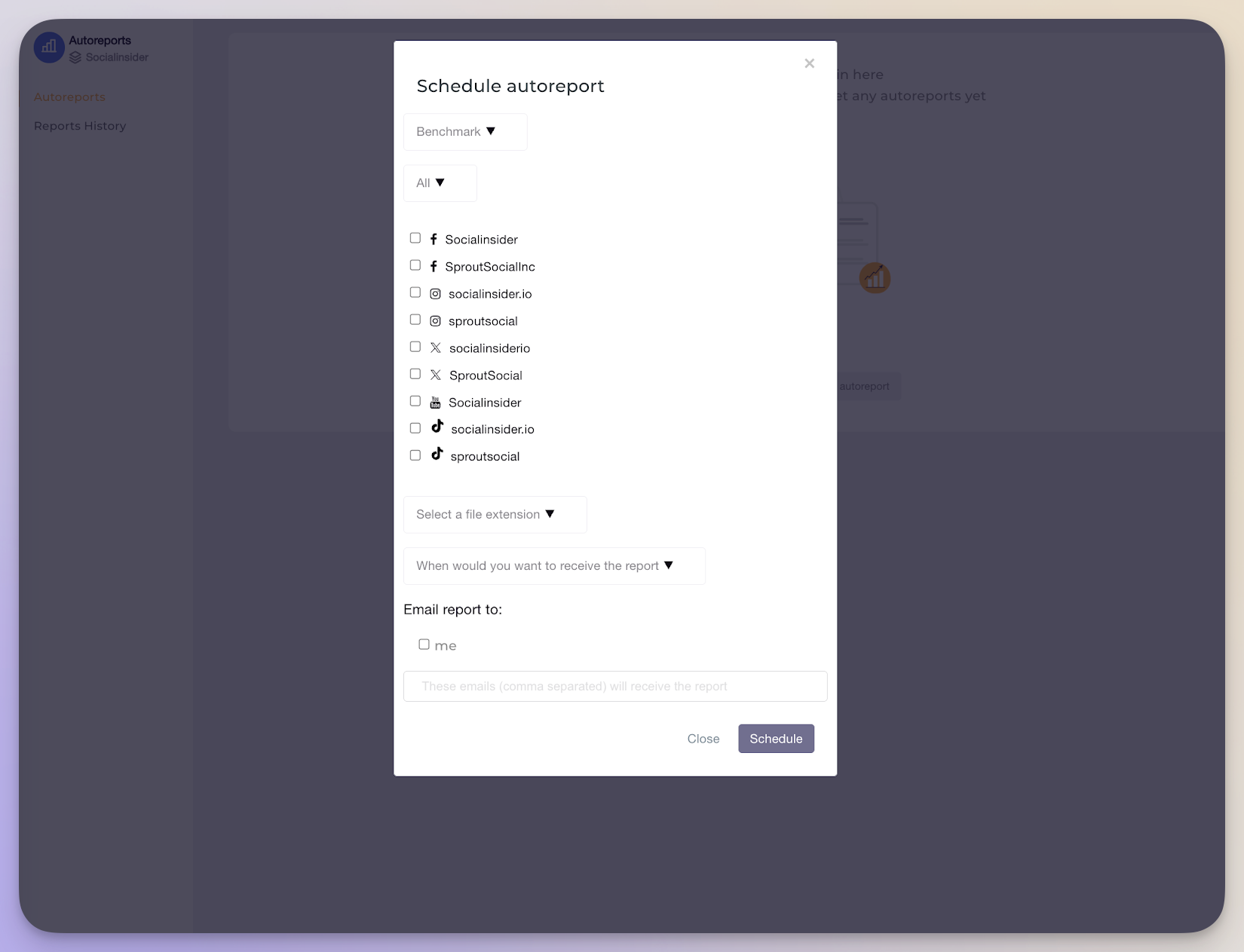 socialinsider report scheduling process