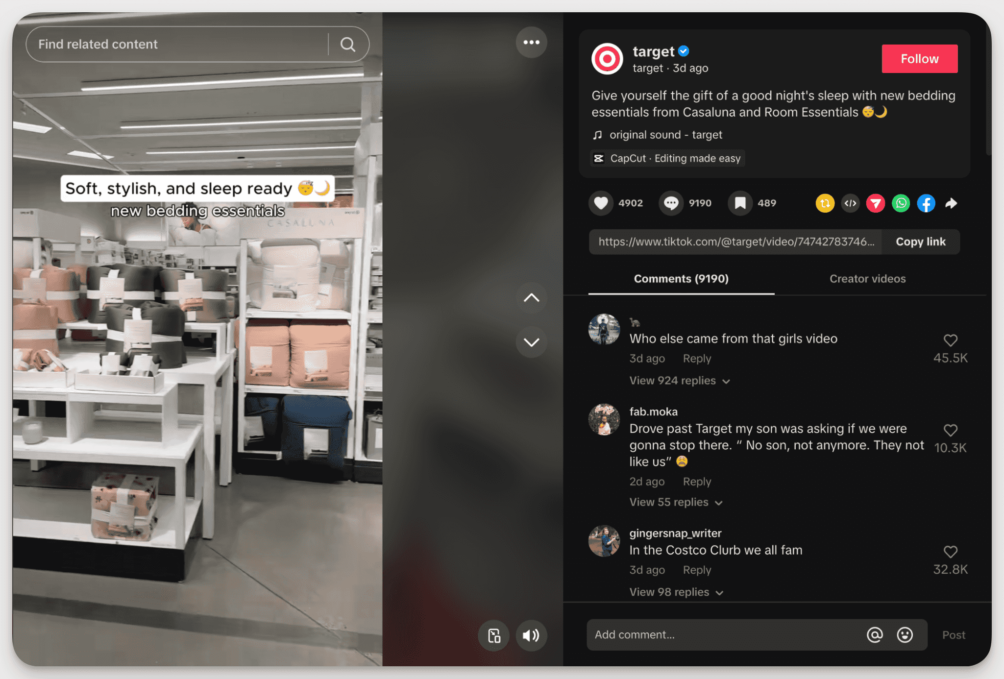 target tiktok post