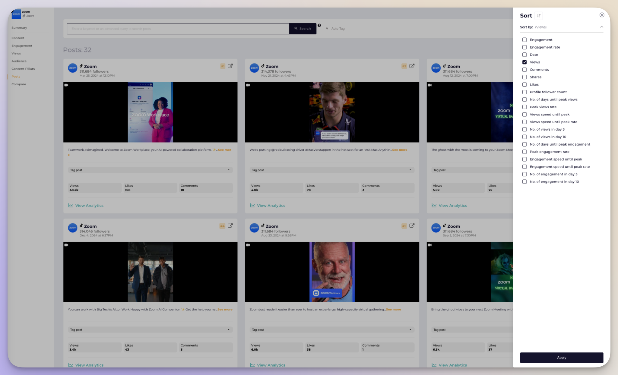 zoom top tiktok videos data