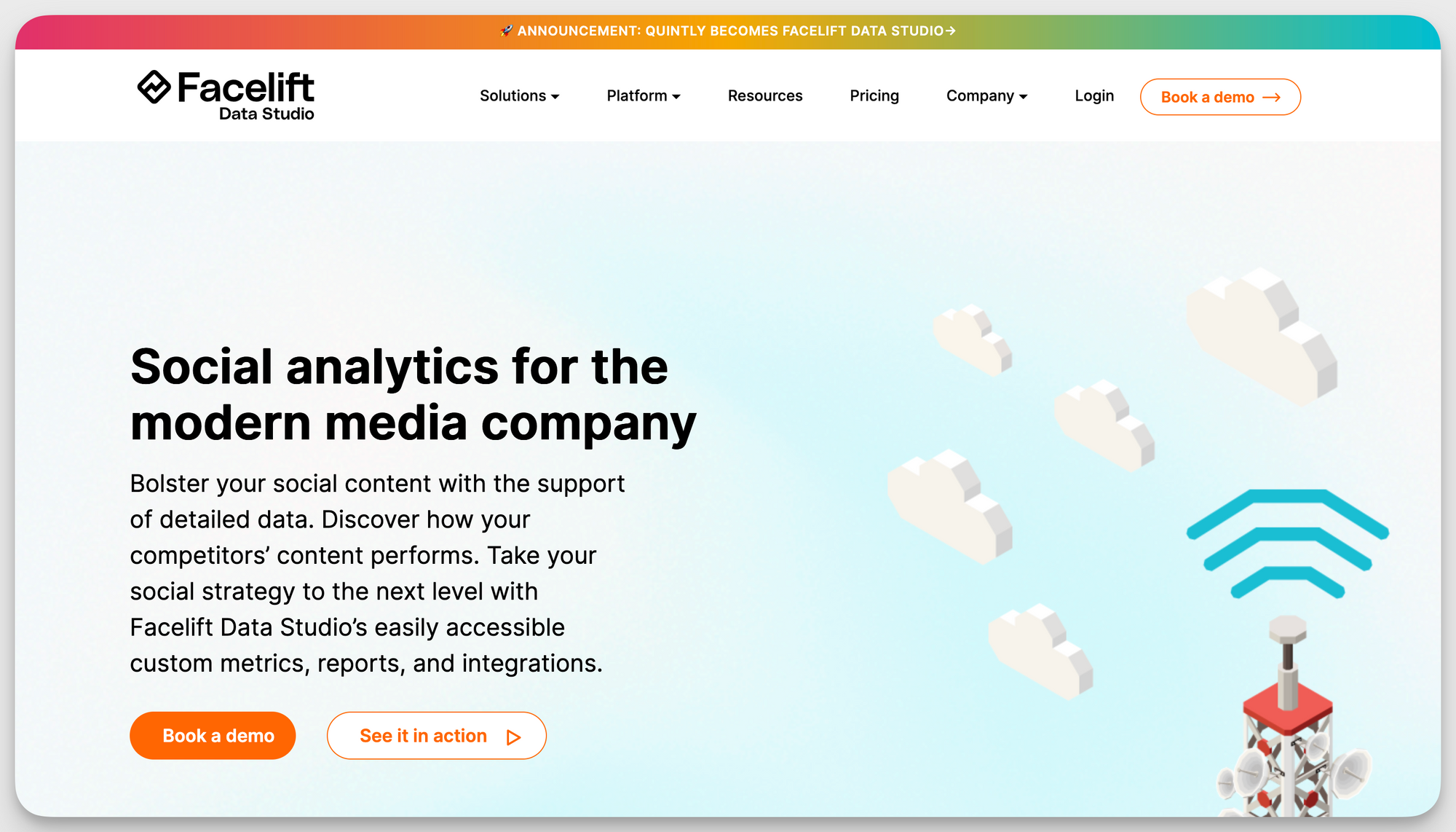 facelift data studio quintly