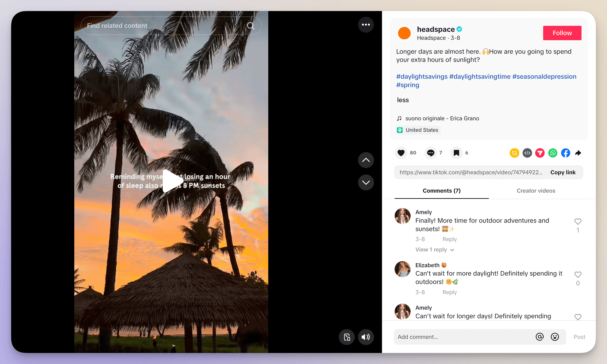 headspace tiktok video example