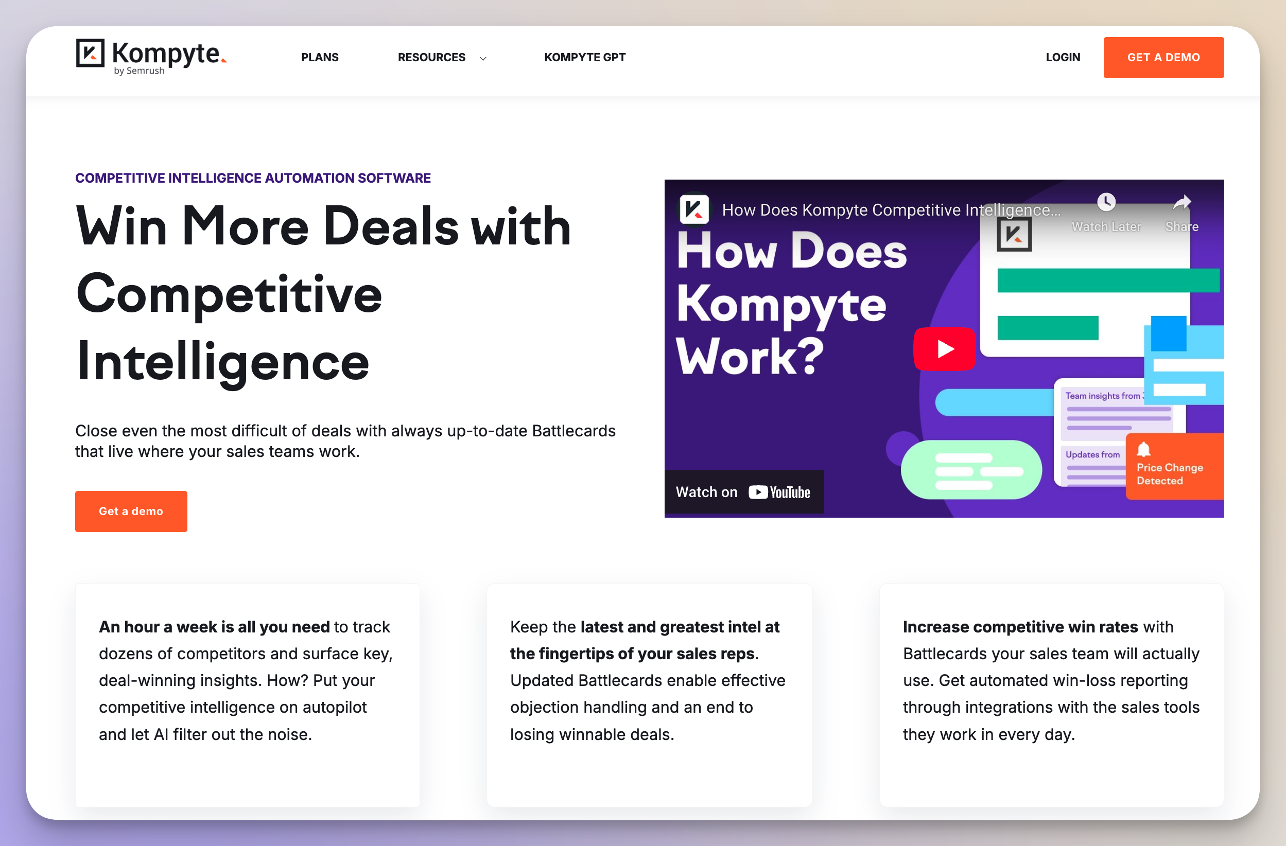 kompyte as a competitor analysis tool
