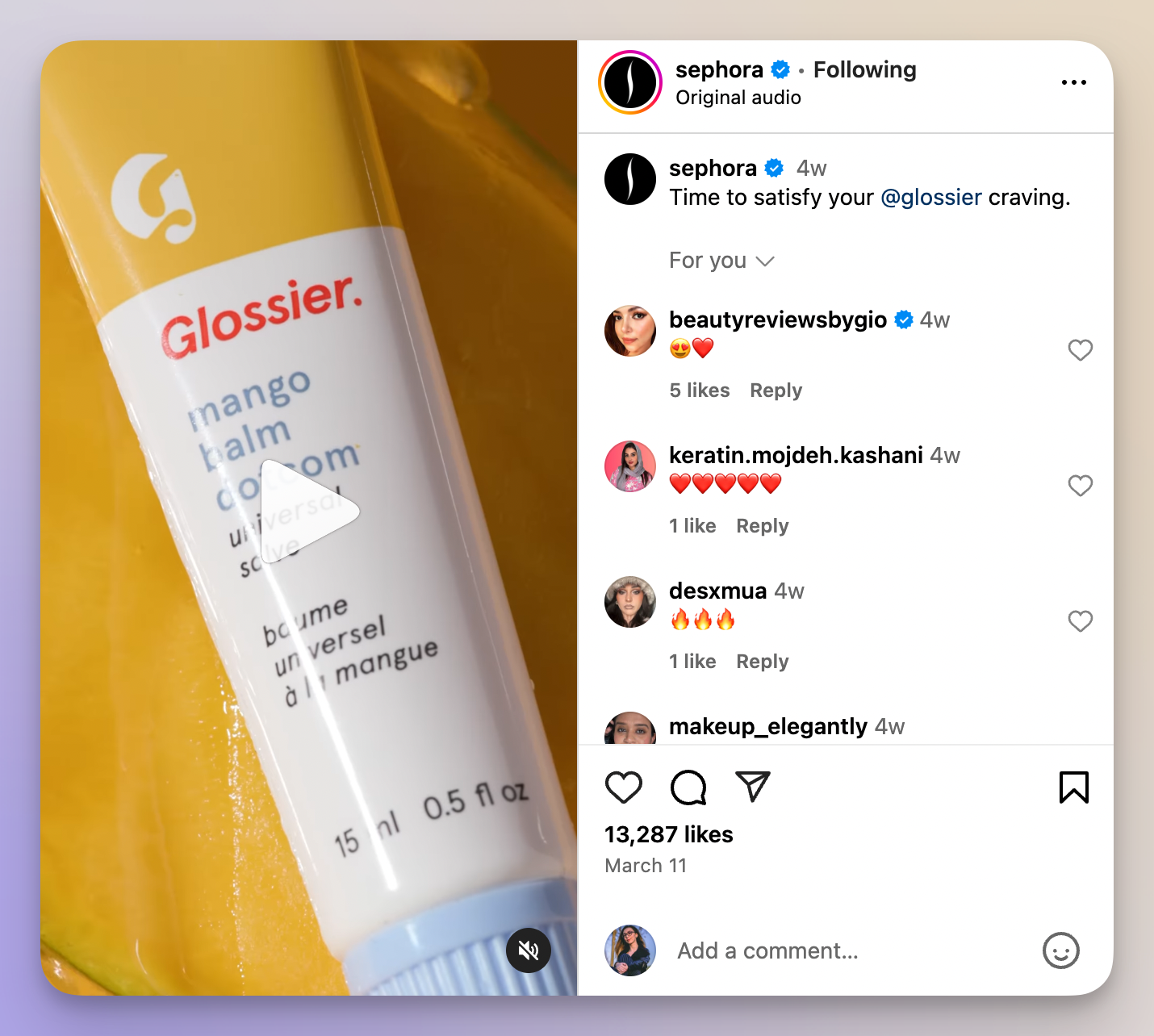 sephora instagram reel example