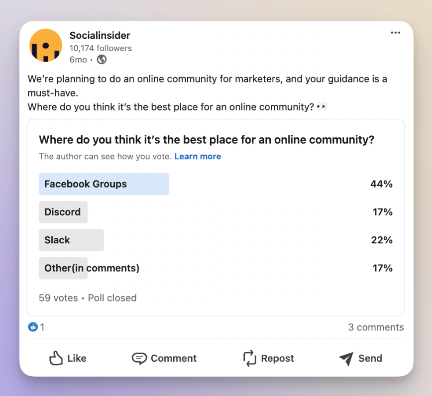 socialinsider linkedin poll example