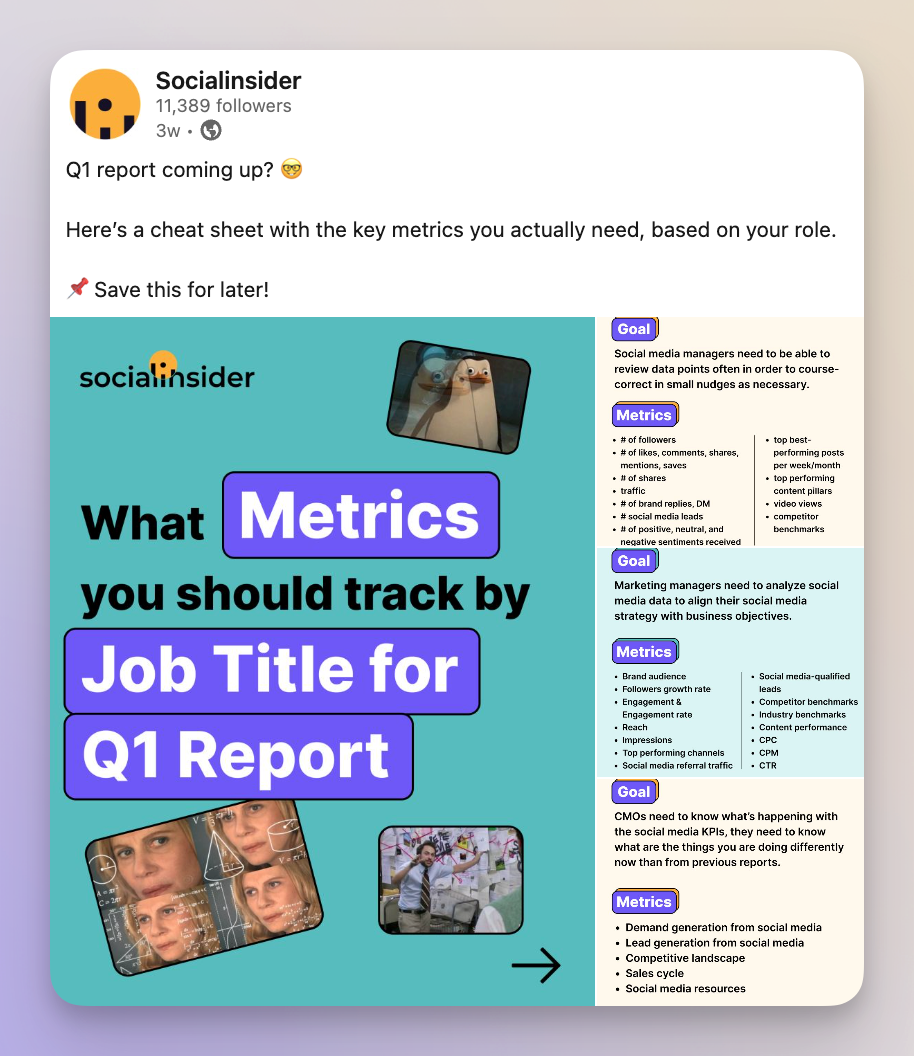 socialinsider linkedin post example