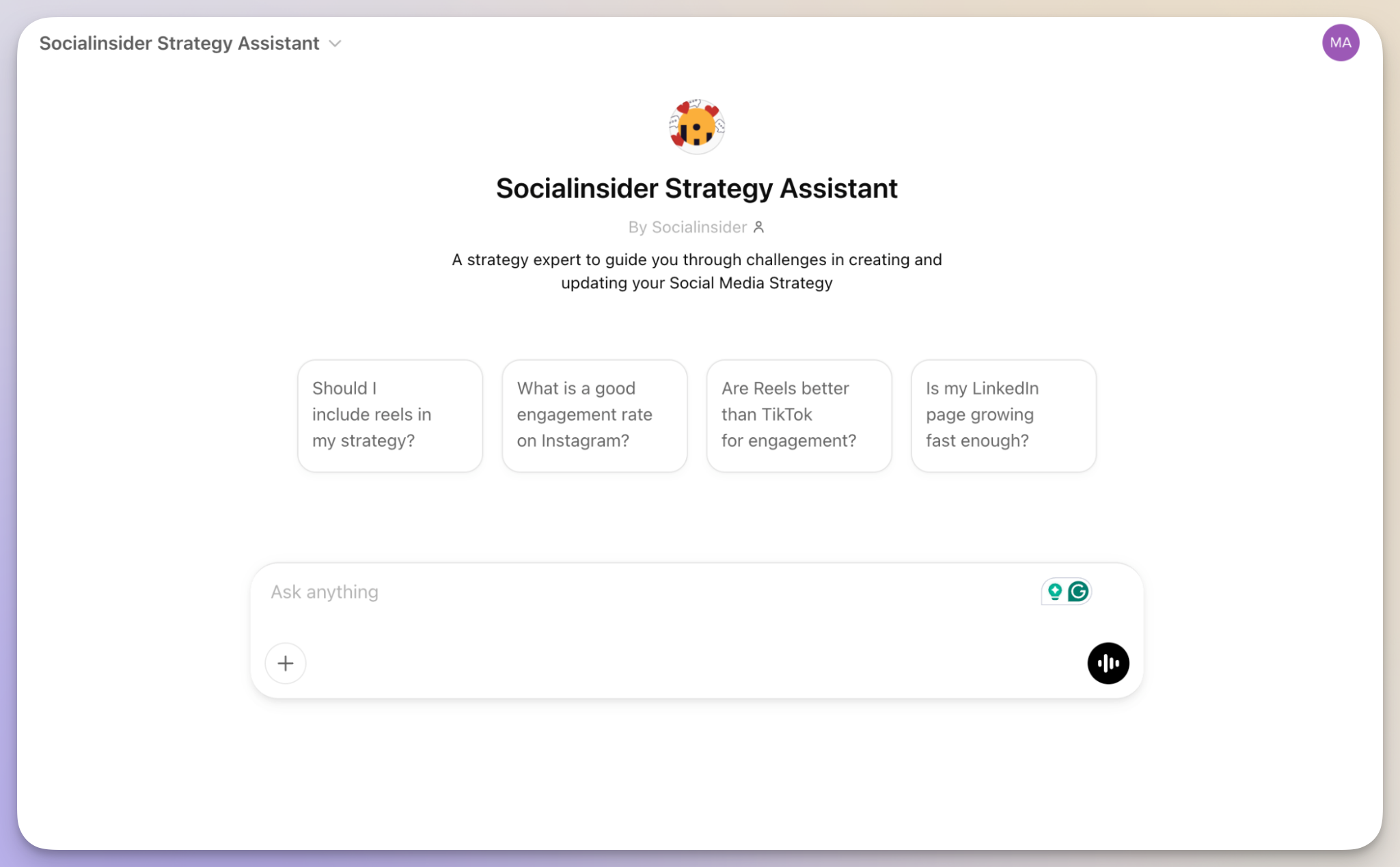 socialinsider strategy assistant