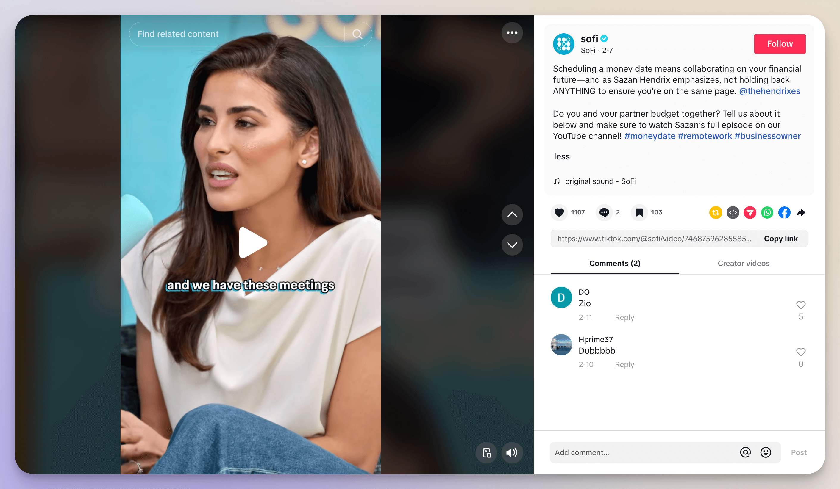 sofi influencer marketing on tiktok example
