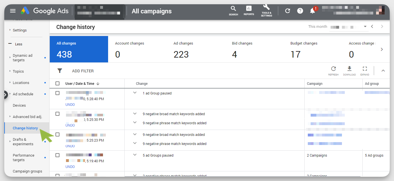 google-ads-change-history