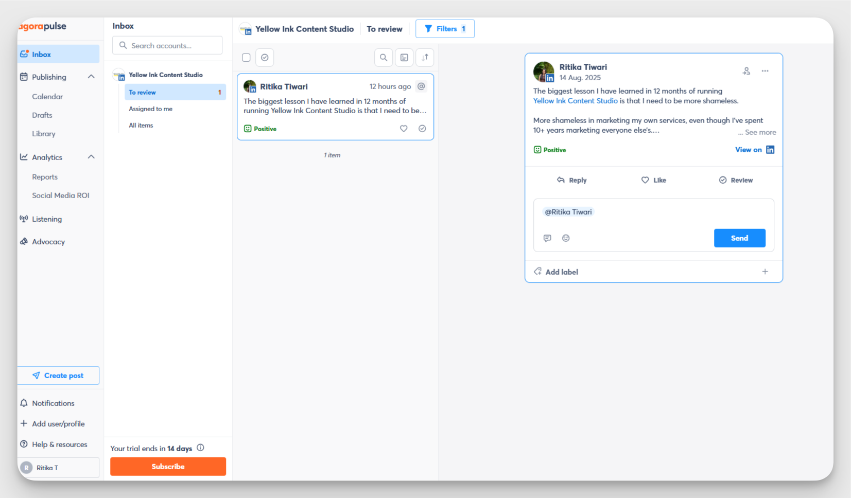 agorapulse dashboard