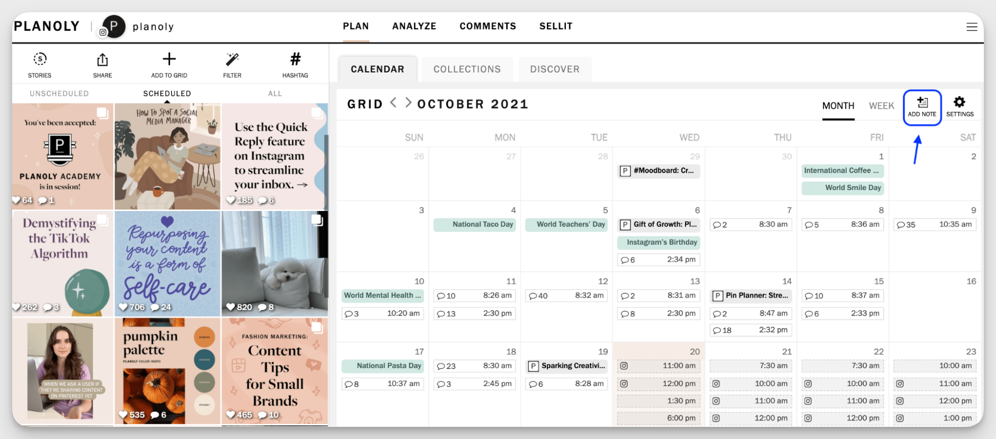planoly dashboard