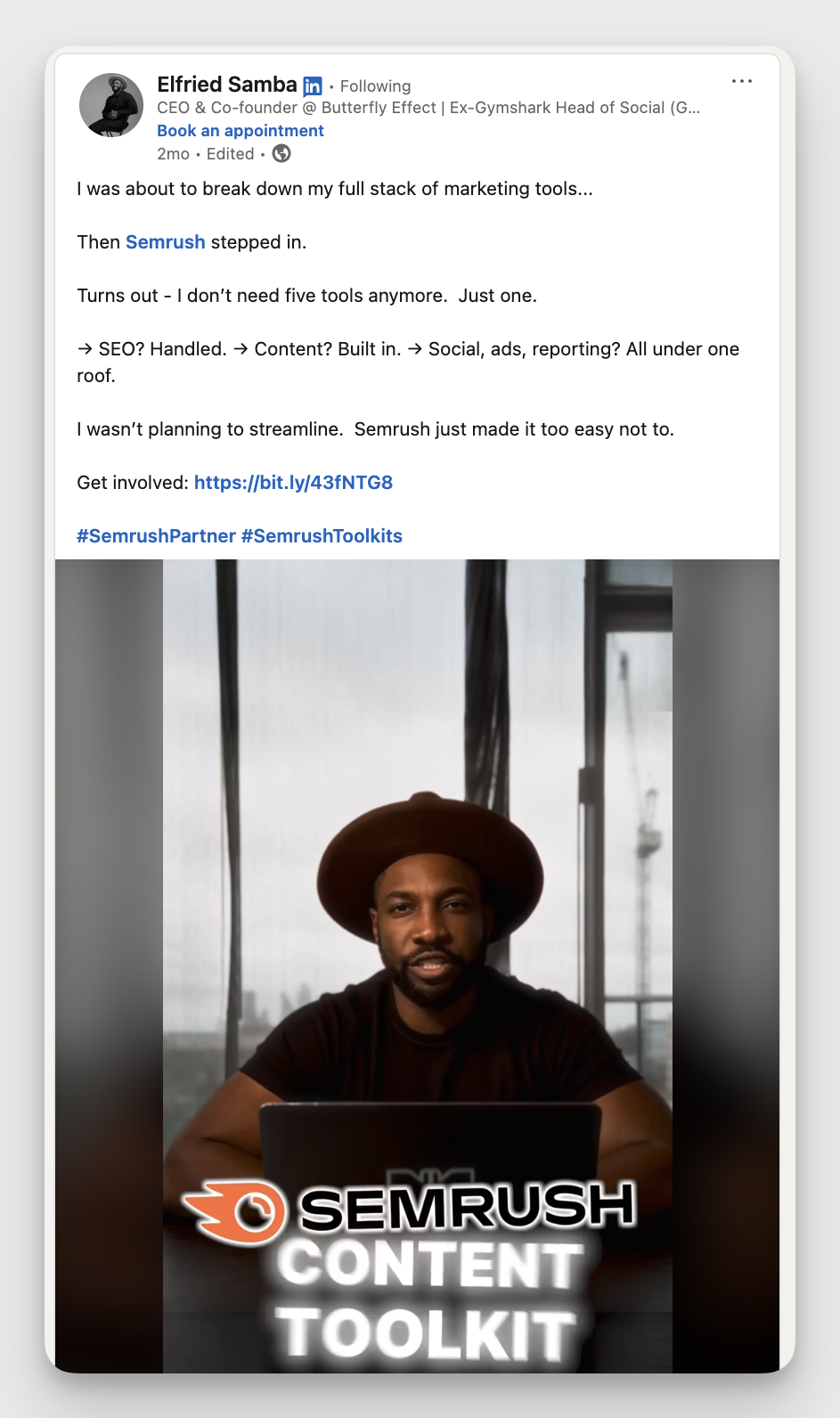 semrush linkedin partnerships example