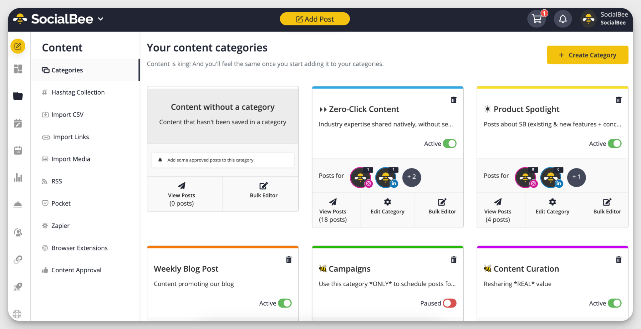 socialbee dashboard