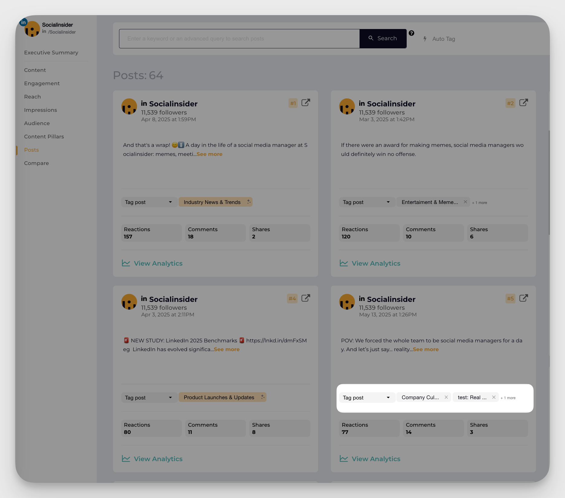 socialinsider content pillars