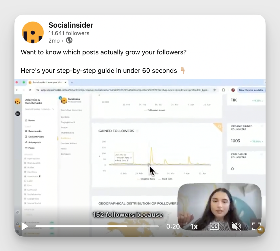 socialinsider linkedin video tutorial example