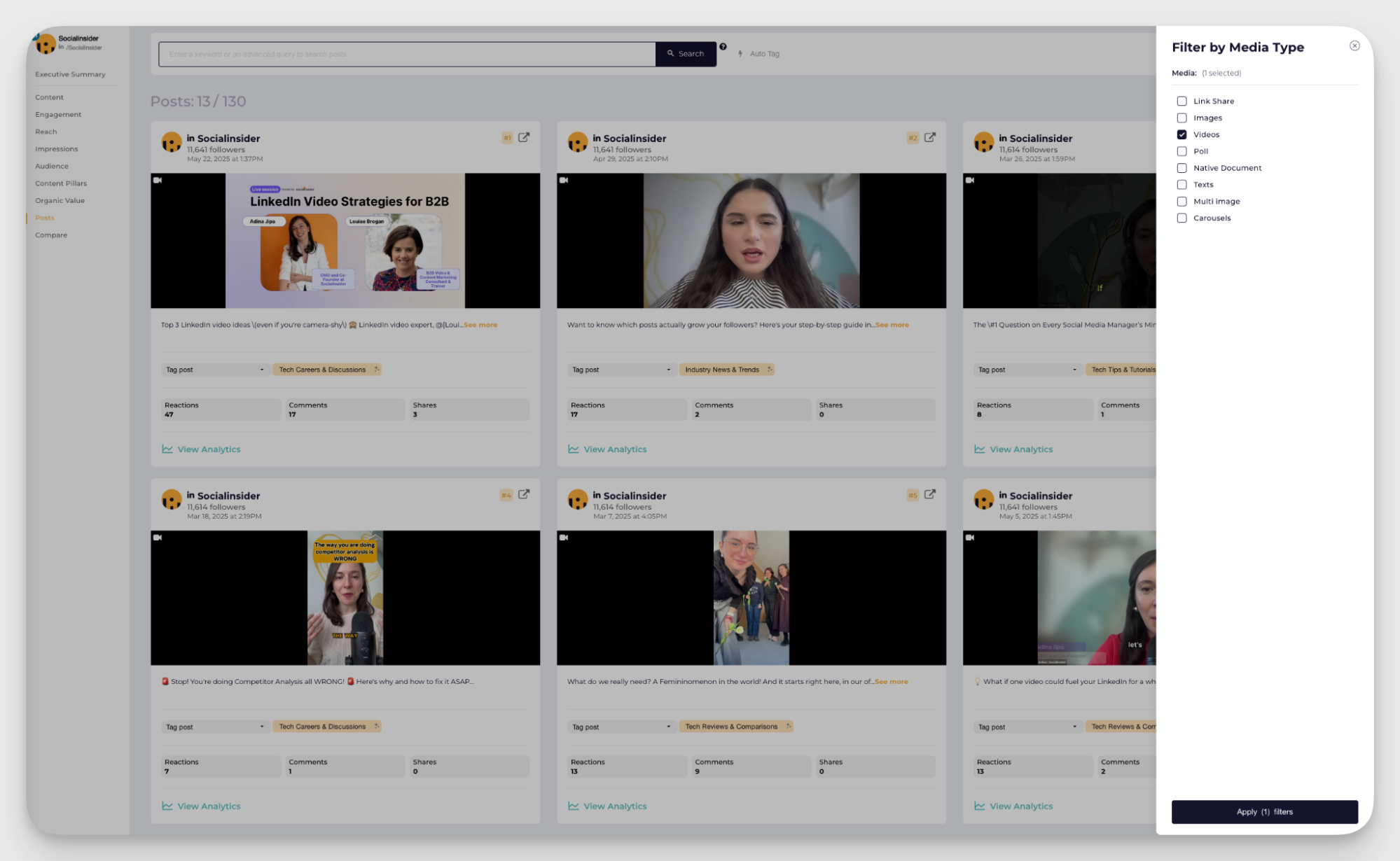 socialinsider top linked videos data