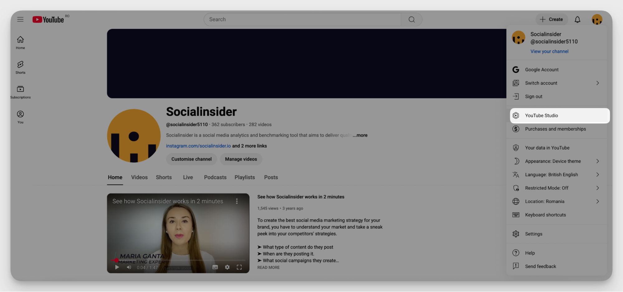 socialinsider youtube channel