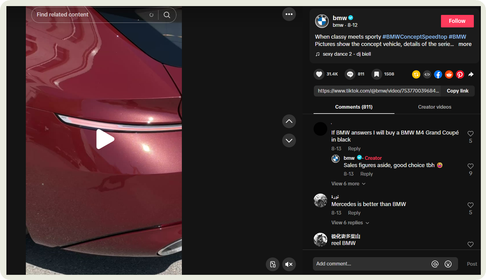 bmw tiktok audio usage