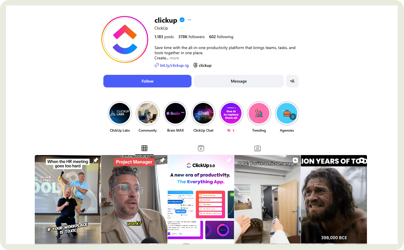 clickup instagram profile