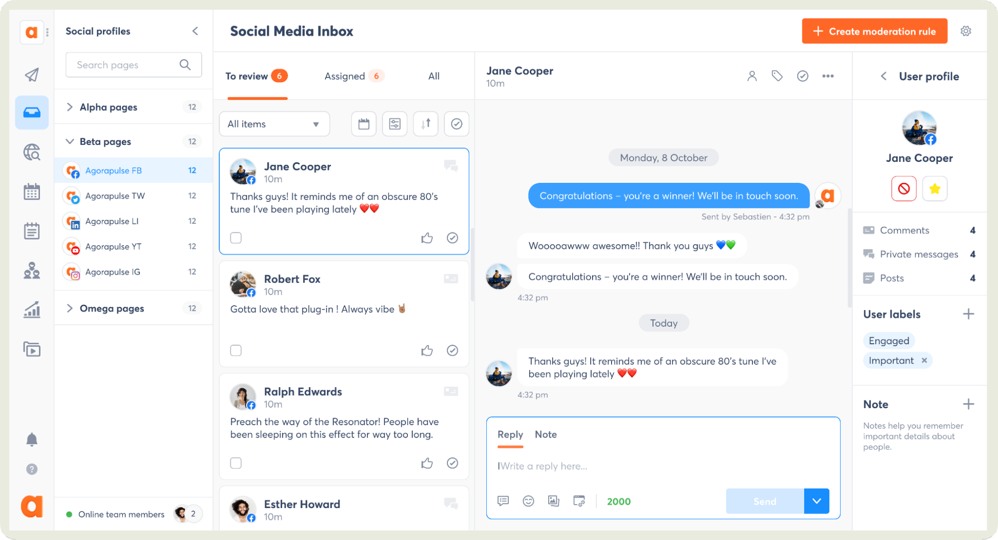 dashboard of agorapulse