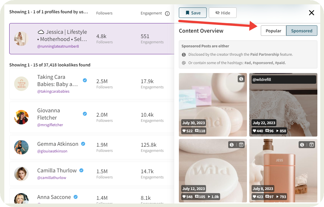 modash dashboard