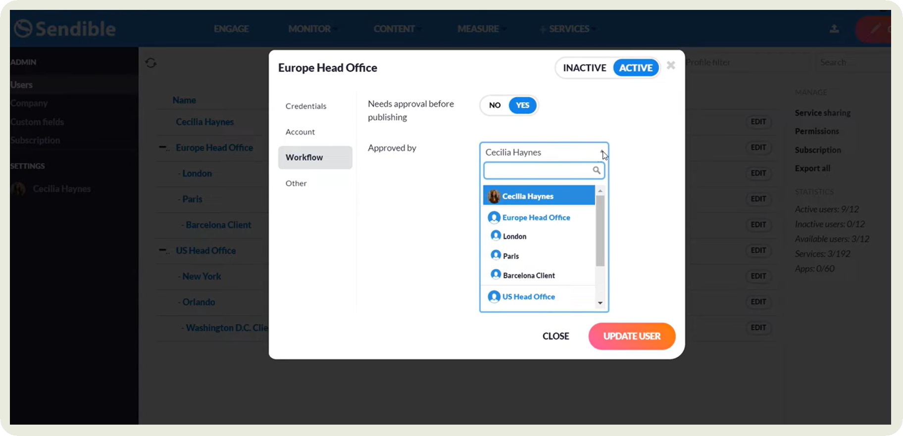 sendible dashboard