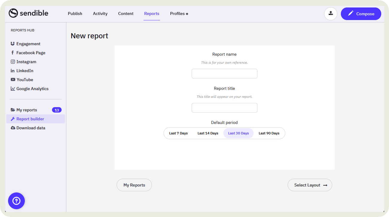 sendible reporting