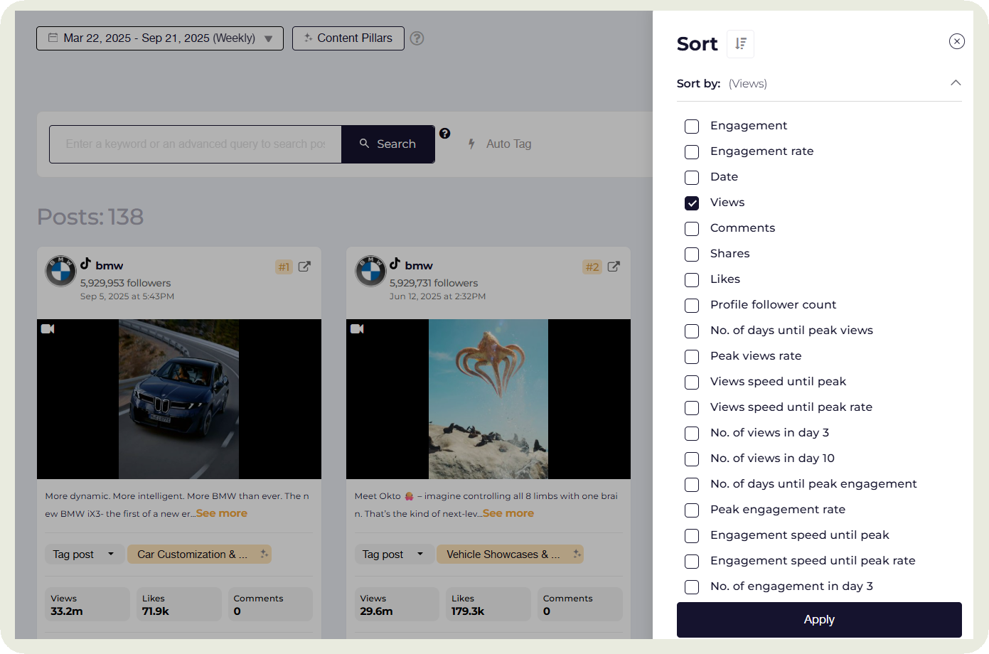socialinsider post sort