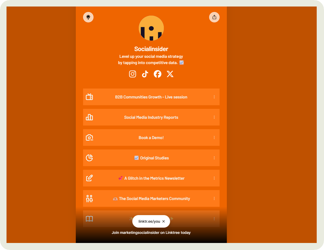 socialinsider profile bio