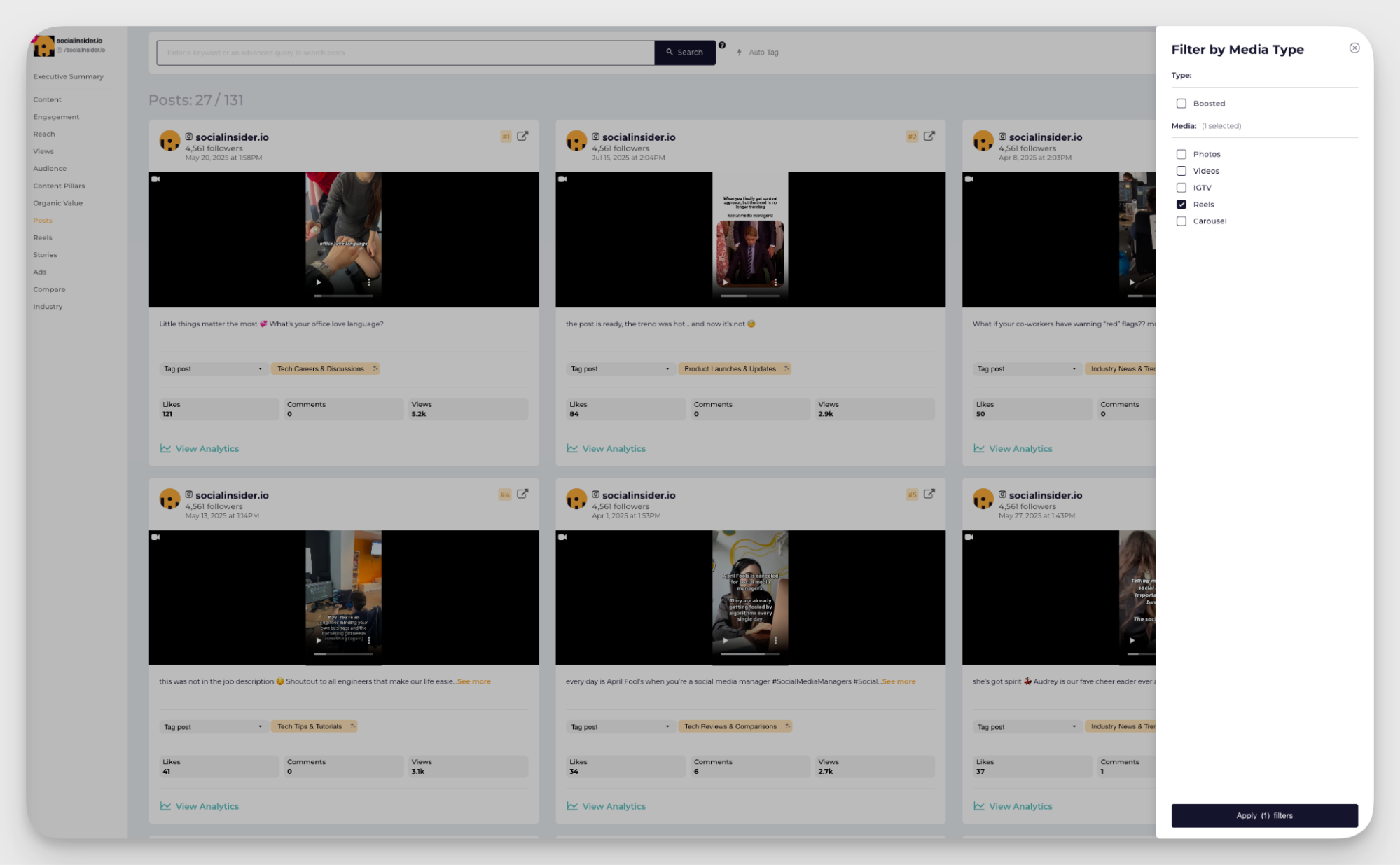 socialinsider top instagram posts