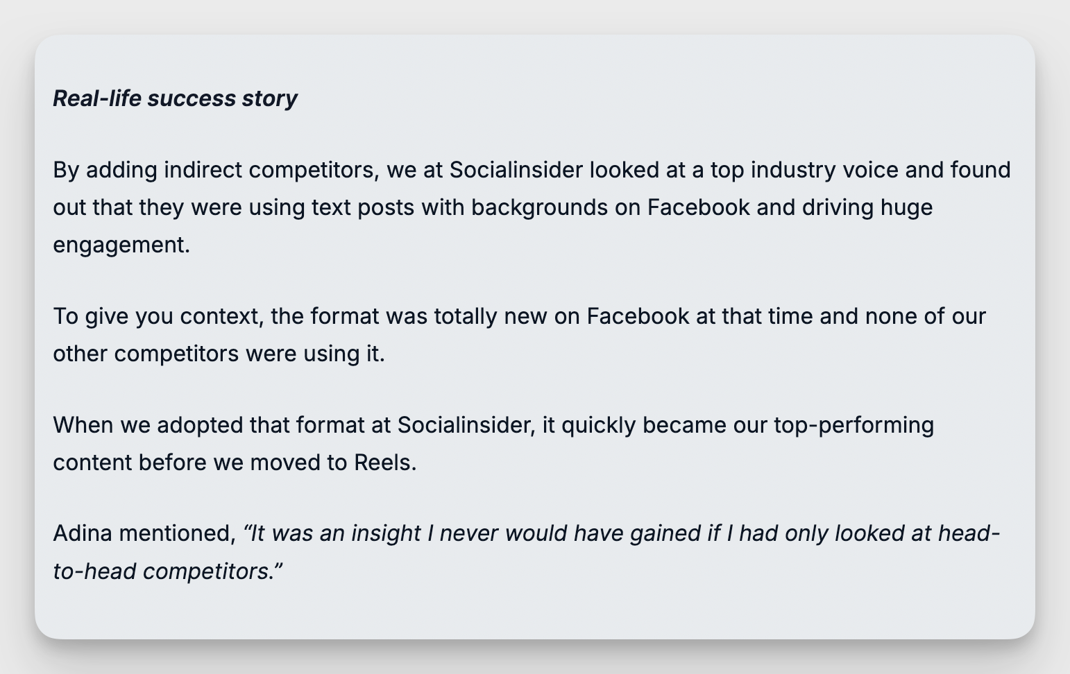 adina jipa quote about facebook competitive analysis