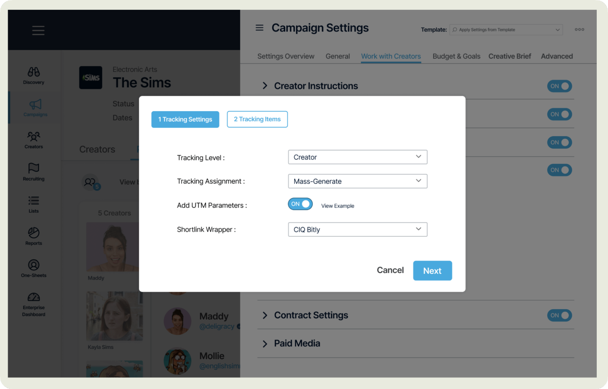 creatoriq dashboard