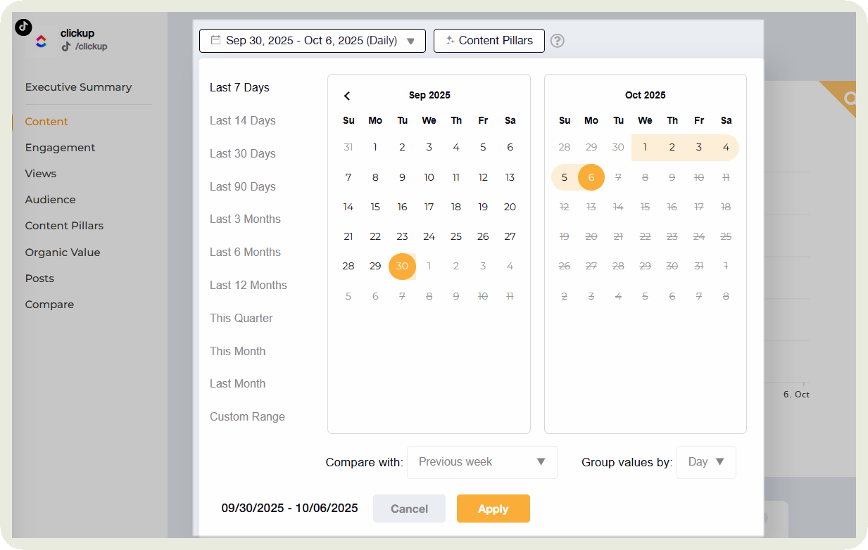 date picker socialinsider