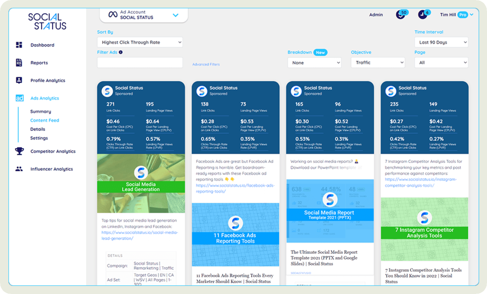 social status dashboard